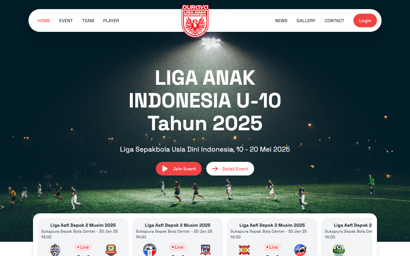 Durava Liga Anak Indonesia official tournament homepage