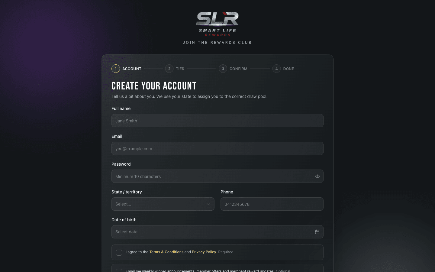 Member registration and checkout portal